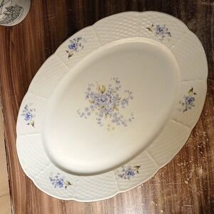Tk Thun Czec Porcelain Basket Weave Blue Oval Platter